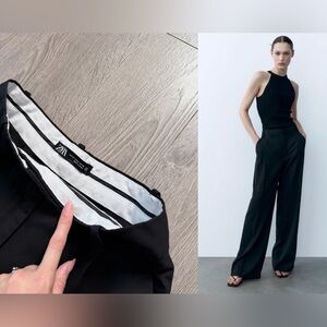 Zara High Waist Wide Leg Pleated Trouser